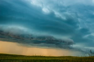 A wall cloud passing over central North Dakota.
