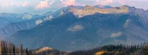A panoramic view of Ibex Peak in the Cabinet Mountains Wilderness.