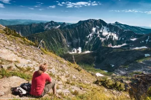 Lee takes a break while overlooking Lost Horse Mountain in the Cabinet Mountains Wilderness.