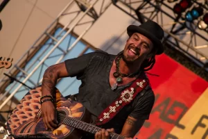 Michael Franti performing in Spokane, Washington.