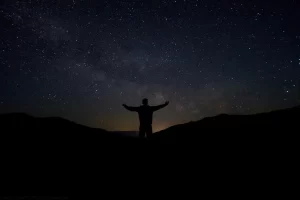 Self-portrait with the Milky Way over the Kootenai Valley.