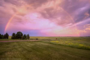 Rainbow over the plains of central North Dakota.
