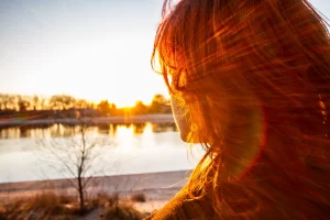 Watching the sun set over the Missouri River.