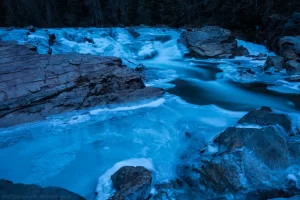 Yaak Falls icing over. Kootenai National Forest.