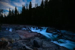 Yaak Falls as night sets in. Kootenai National Forest, Montana.